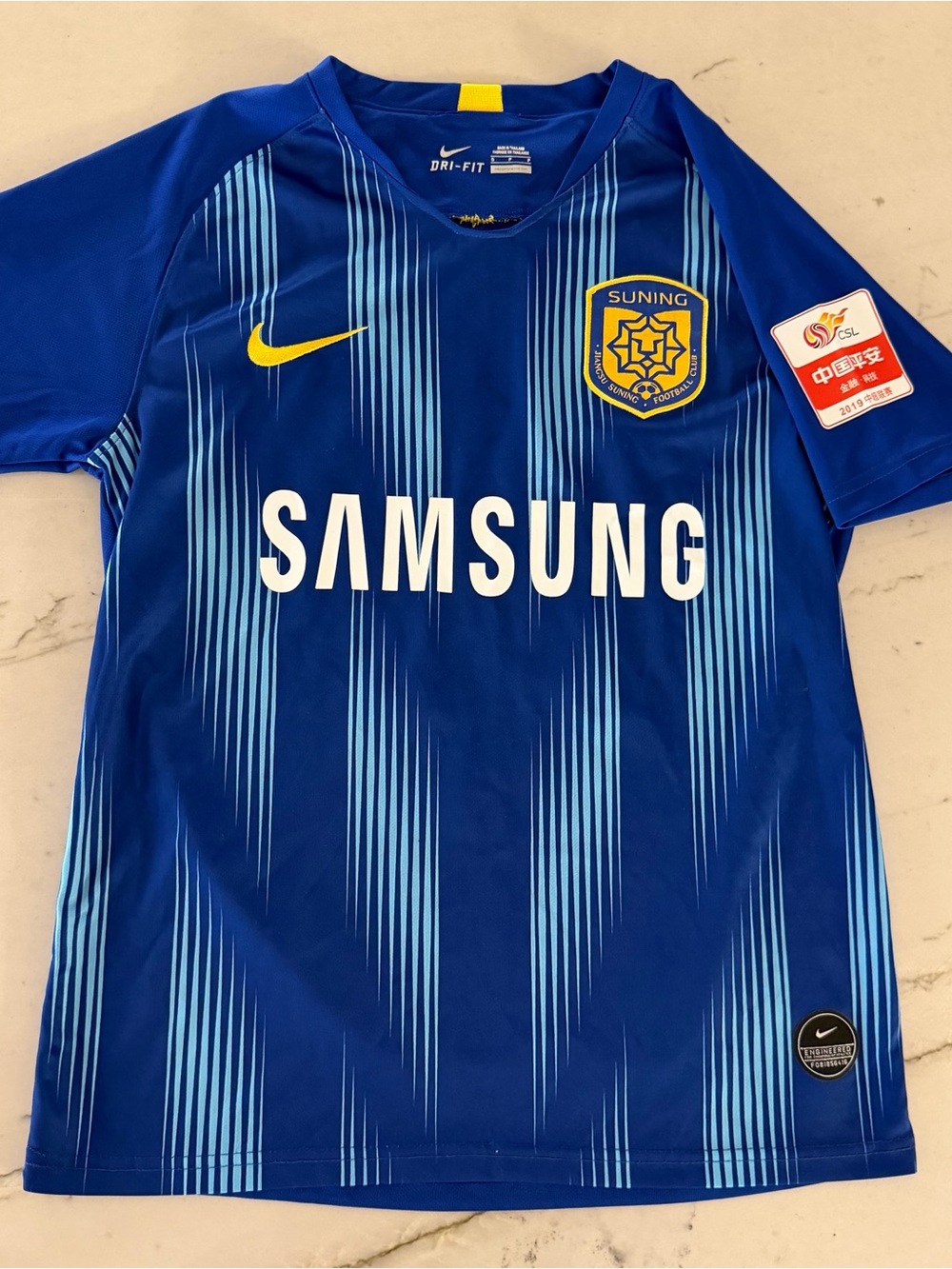 Jiangsu Suning FC 2019 Home Soccer Jersey Size S CSL #22 Wu X. Blue
